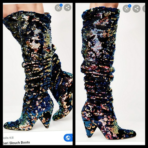 Free People Shoes - 🆕Shellys London black silver velvet rare boots